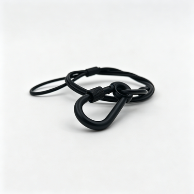 Black  Medium Duty Stainless Steel Safety Cable Electroplated Carabiner Spring Hook for Stage Light Fixture Security Protection
