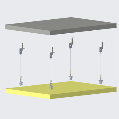 Ophanging met verbinding stijve hanger en verbinding absorber anker