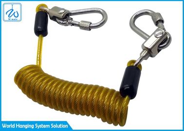 Anti Verloren Gerold het Hulpmiddelsleutelkoord van de Draadkabel met het Slot Carabiner van de Aluminiumschroef
