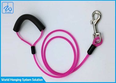 Custom Tie Out Dog Collar Flexi Pink Leashes For Pet , Dog Runner Cable