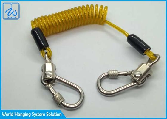 Gele Draadrol Lanyard With Locking Screwgate Carabiner voor de Hulpmiddelen van de Eindedaling