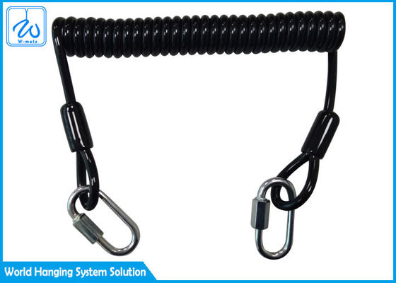 Zwarte Draadrol Lanyard With 1 Screwgate voor het Werken bij de Dalingshulpmiddelen van het Hoogteeinde
