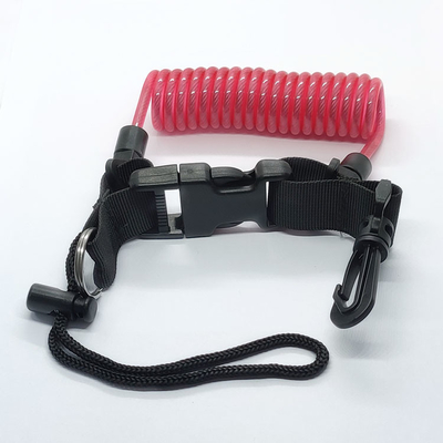 Het rode Gerolde van de de Kettingsdaling van Lanyard Spring Tool Swivel Lanyard van het Kabelhulpmiddel Sleutelkoord van het de Arrestatie Intrekbare Hulpmiddel